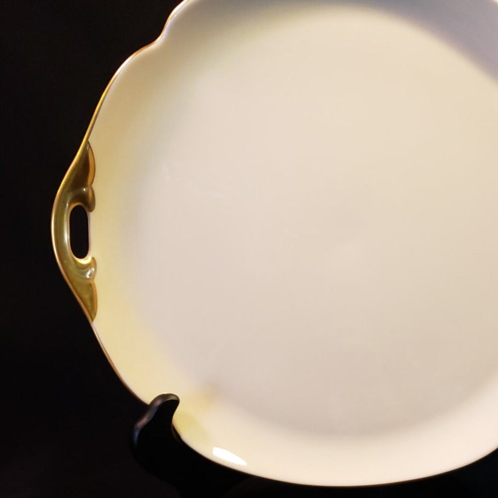 SALE Pickard China USA Ivory n Gold Square Handled Cake Plate 11 1/8 inch